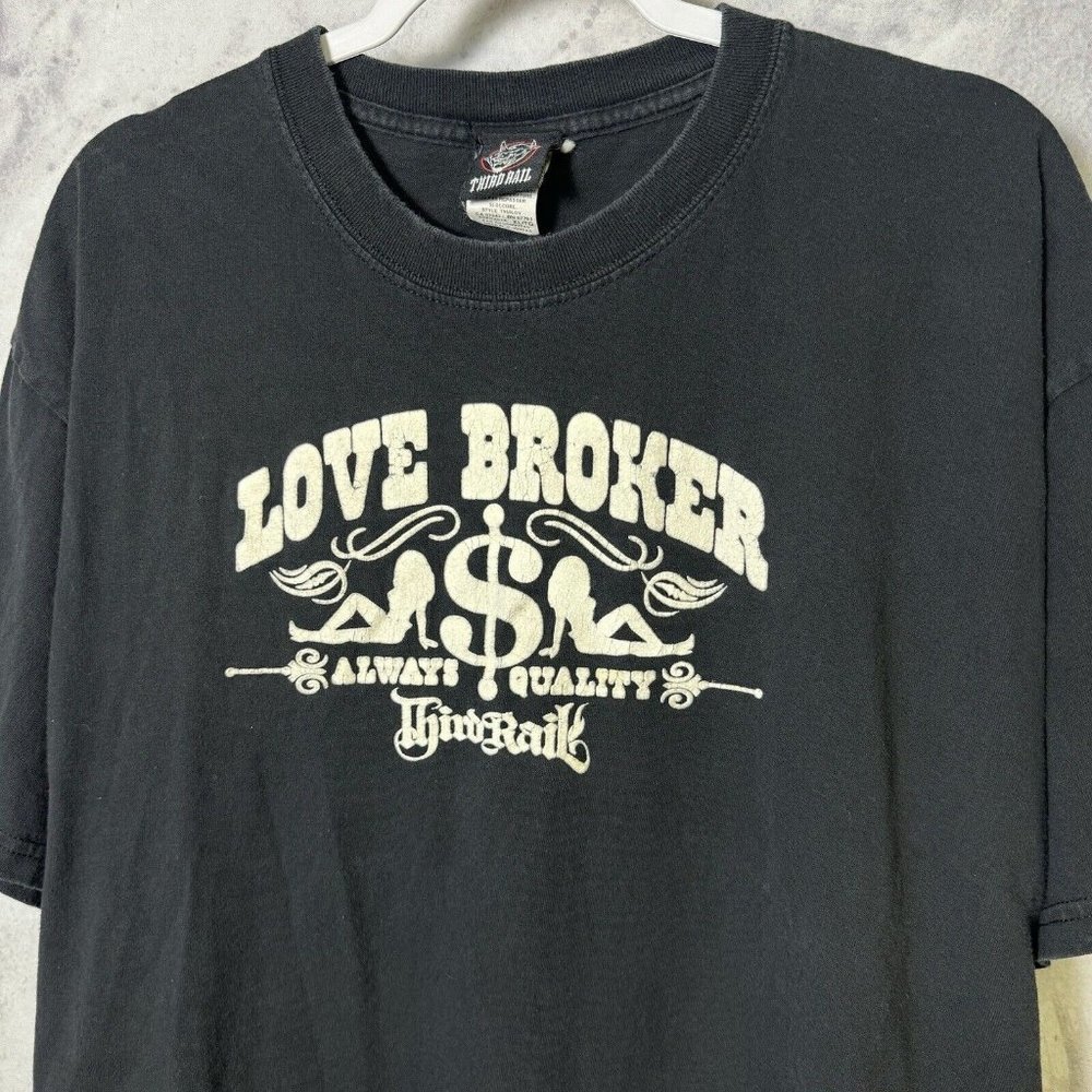 Vintage Third Rail T Shirt Mens XL Black Skate Streetwear Love Broker Y2K R3